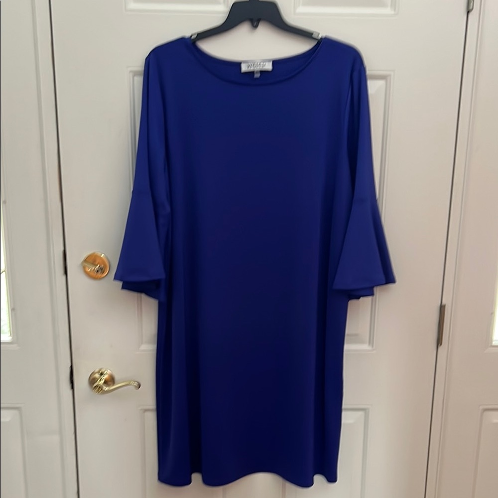 Kasper Grape Colored Bell Sleeve Knit Studio Dress. 2X.  NWT